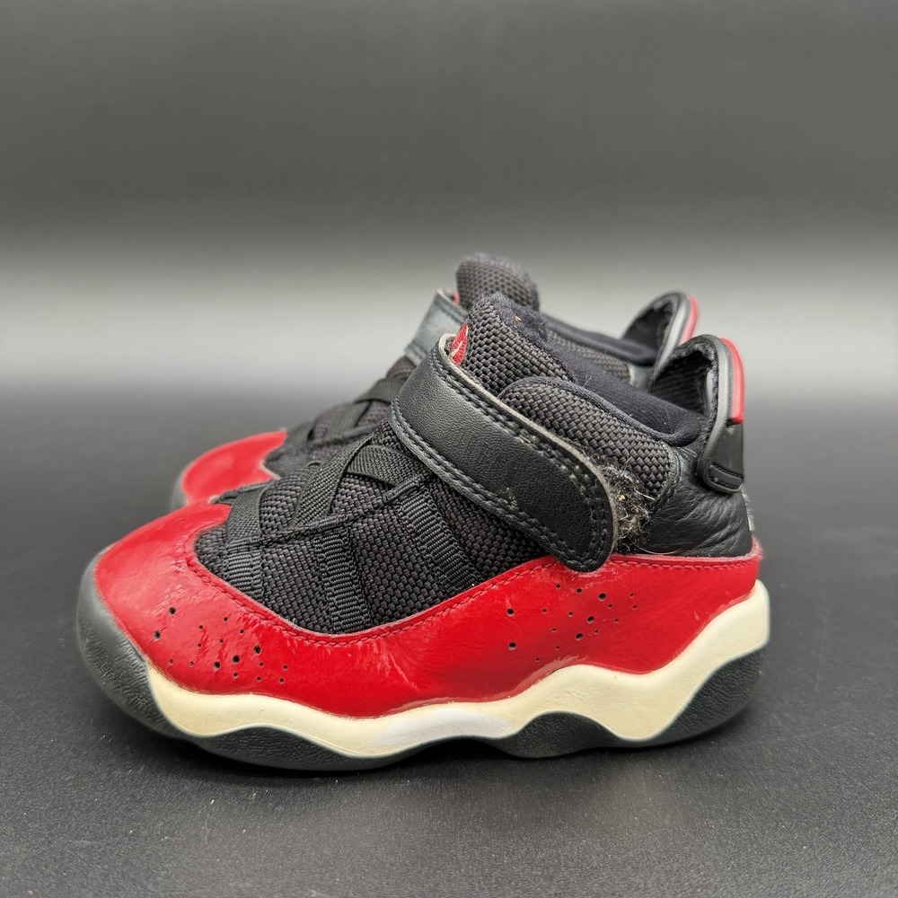Jordan 6 Rings TD Black White Gym Red Baby Toddler Baby 7C Athletic Sneaker